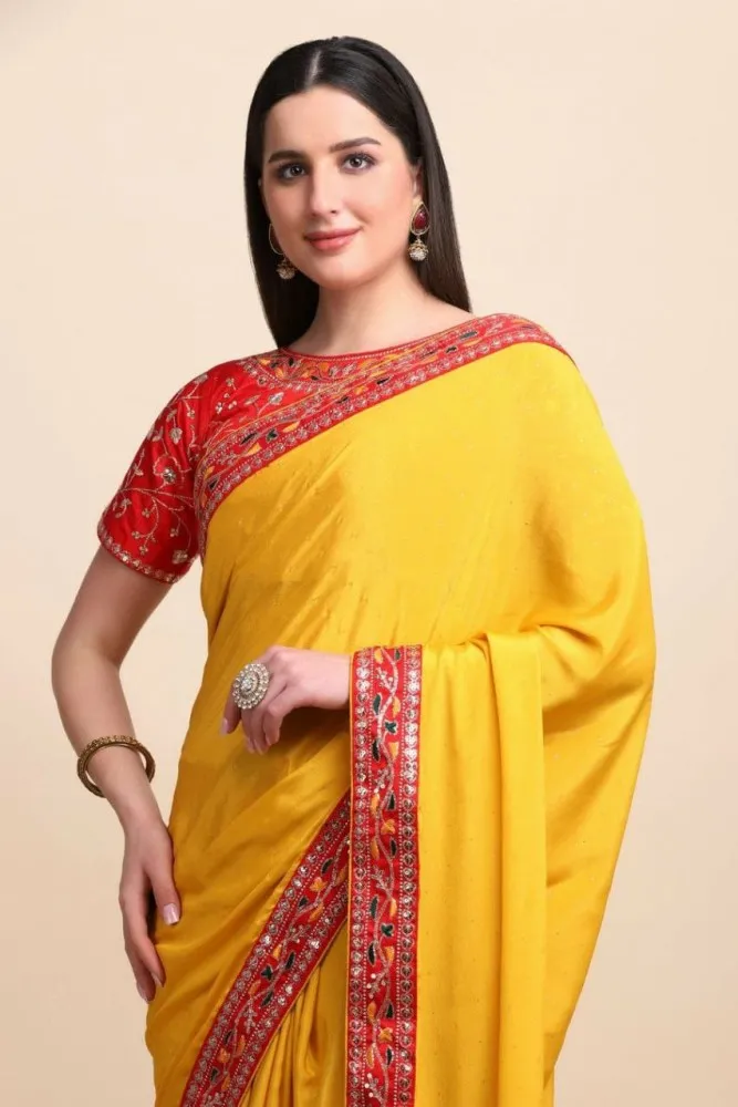 Best For Haldi Ceremony ( Party Wear Too) Saree Collections : – Moolchand  Mill Pvt Ltd