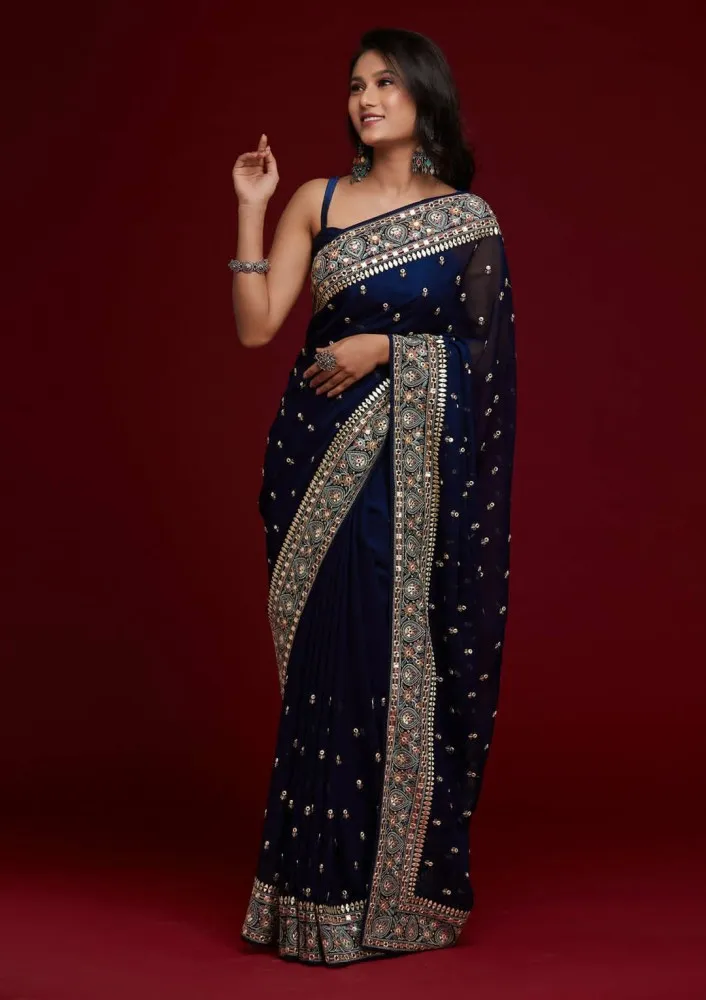 Sky Blue Soft Banarasi silk with Rich Designer Pallu & Contrast Blouse –  Thath Banaras