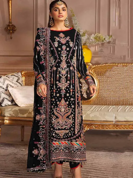Black Arabic Dress in Georgette With Zari and Sequins Work Eid Collection