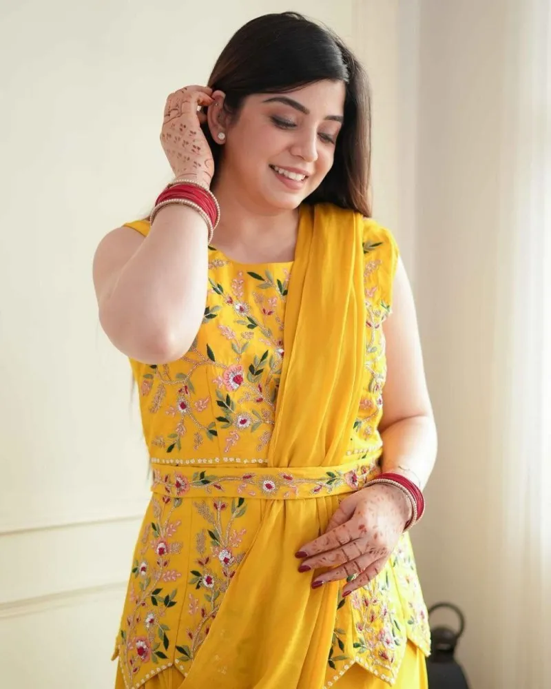 Yellow Ready to Wear Saree for Wedding and Haldi Ceremony Indian Readymade  Saree in USA, UK, Malaysia, South Africa, Dubai, Singapore