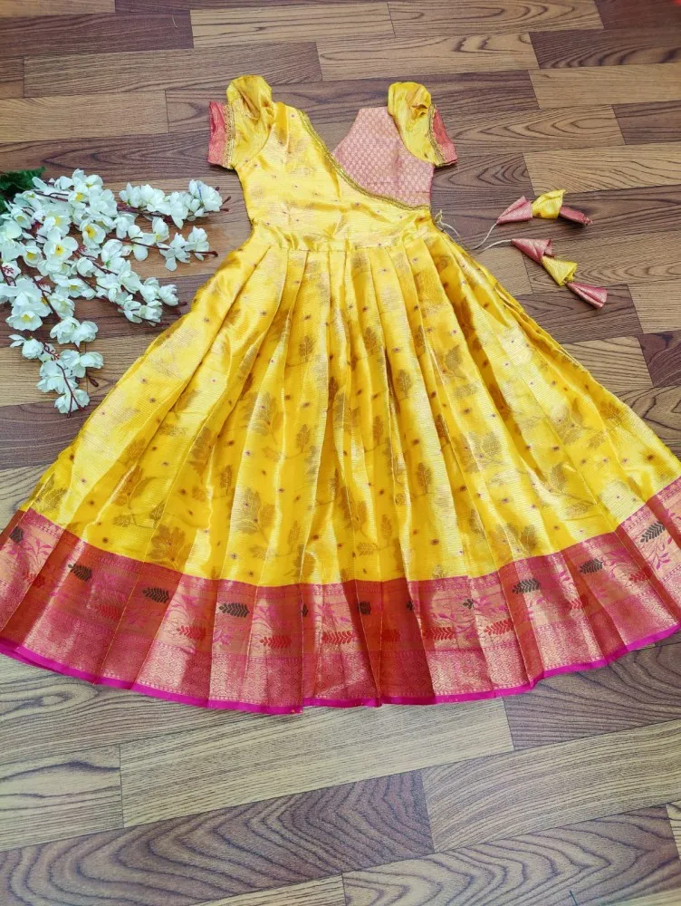 2427 Ridhima Pandit in Yellow Cold Shoulder Anarkali with Parallel Pan –  Shama's Collection