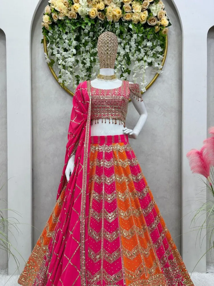 Pink Diamond Bridal Wedding Lehenga Banarasi Silk SFZ132800 – Siya Fashions