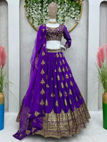 Purple Color Indian Wedding Lehenga Choli With Heavy Work Bridal Lehenga Choli