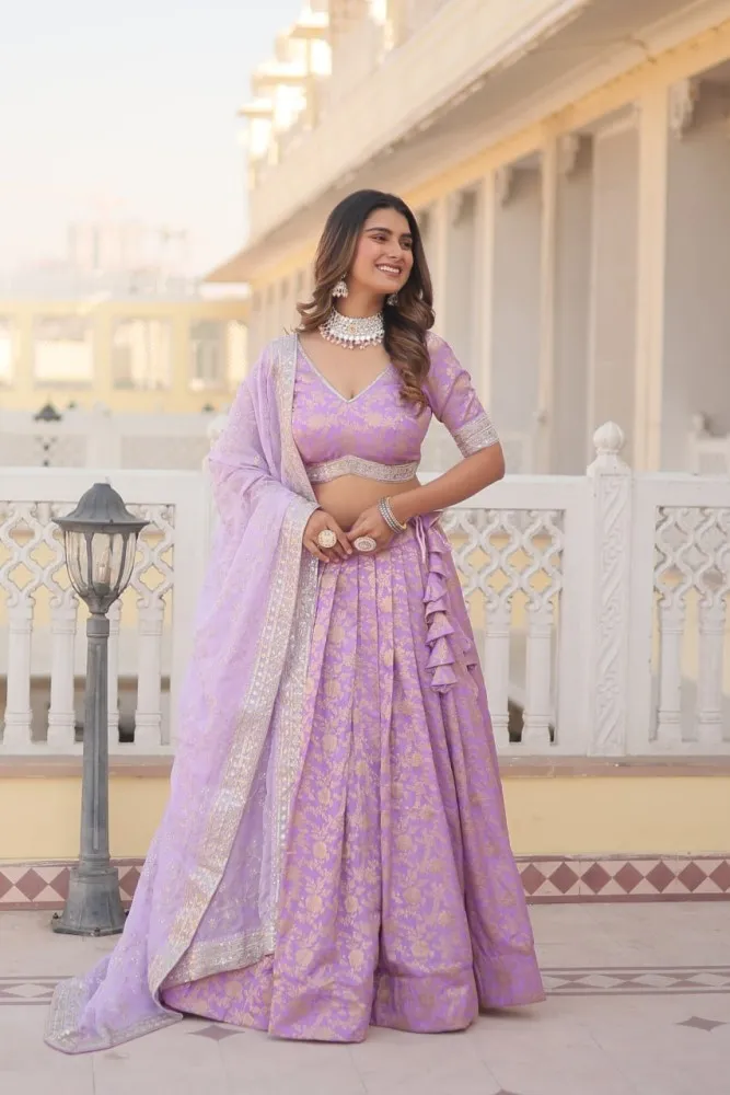 Buy Lavender Georgette Embroidered Wedding Lehenga Choli Online : New  Zealand -