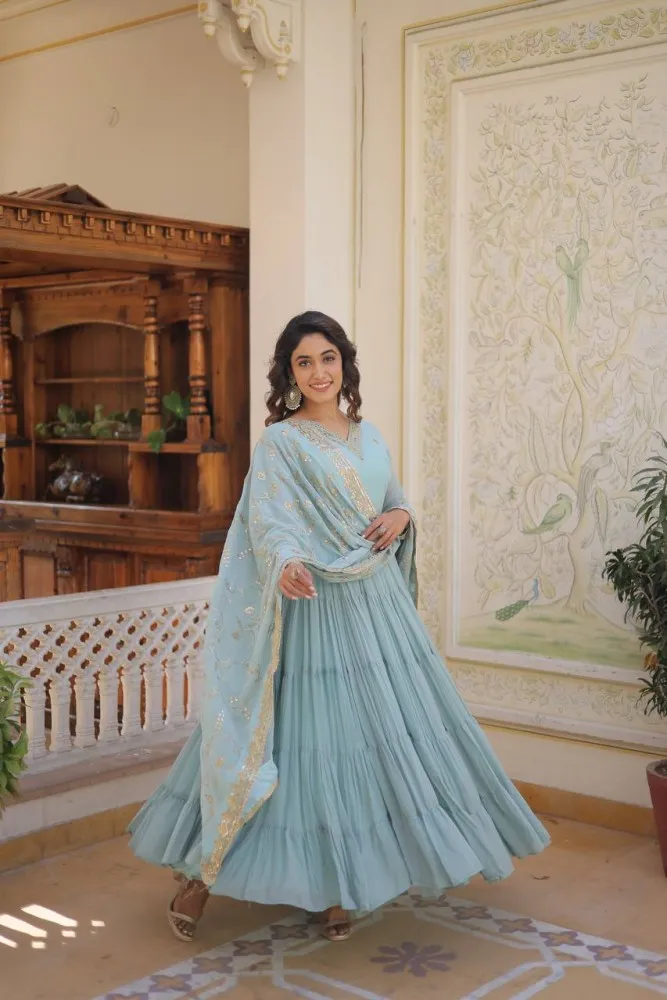 Sky Blue Designer Gown