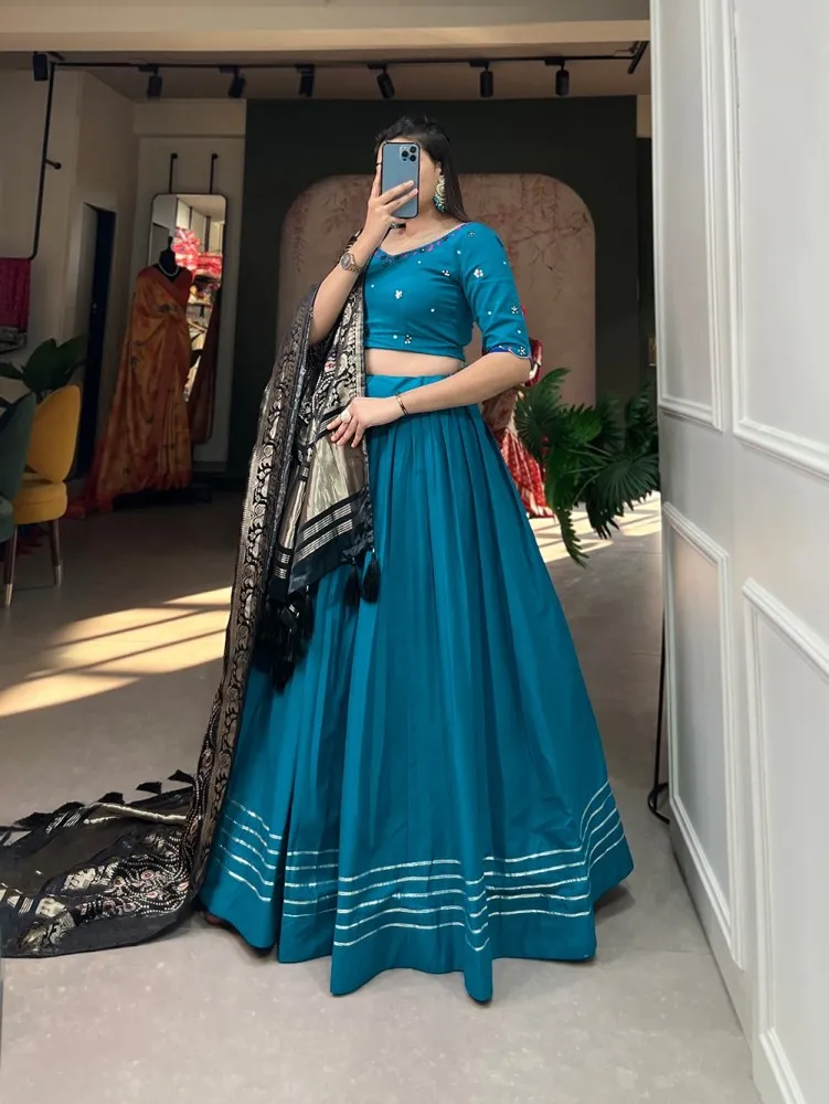 Buy Girls Embellished Mirror Work Ready To Wear Lehenga Choli With Dupatta  - Mini Marvels Online at Best Price | Distacart