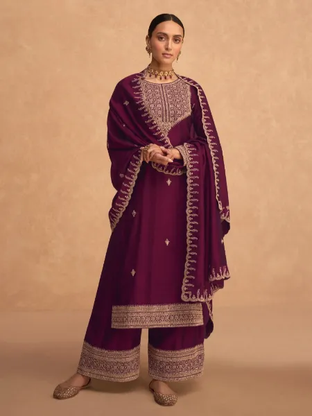 Purple Color Premium Silk Salwar Suit With Beautiful Sequence Embroidery Work