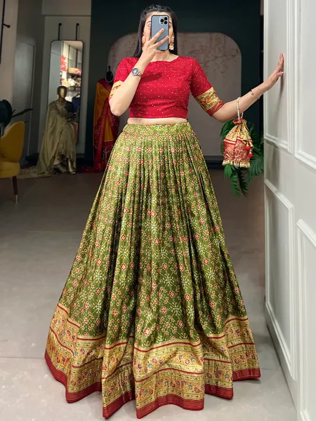 Buy Radiant Green & Red Banarasi Brocade Wedding Wear Lehenga Choli designs  online | Fashion Clothing
