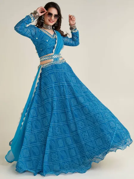 Blue Lehenga Georgette Lehenga Choli Dupatta Latest Designer Lengha Party  Wear Dress Bollywood Lehnga Crop Top Custom Stitched Lengha Blouse - Etsy