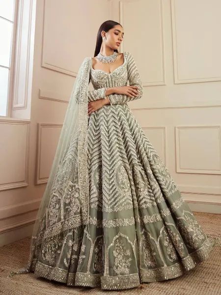 Grey Color Bridal Lehenga Choli for Wedding in Georgette With Sequins Work
