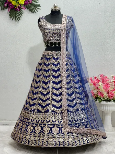 Purple Bridal Lehenga Choli in Georgette With Heavy Embroidery and Sequins