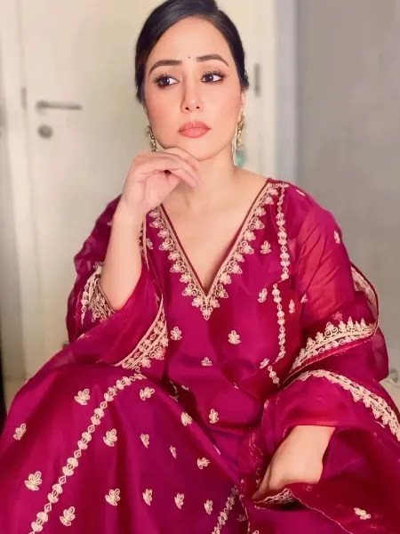Ramadan Eid Suit in Roman Silk With Embroidery Heena Khan Eid Dress in Pink