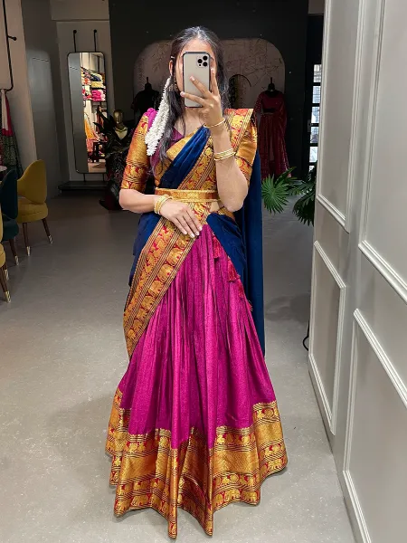 Pink Narayanpet Lehenga Choli With Voni South Indian Wedding Lehenga Bridesmaid Lehenga