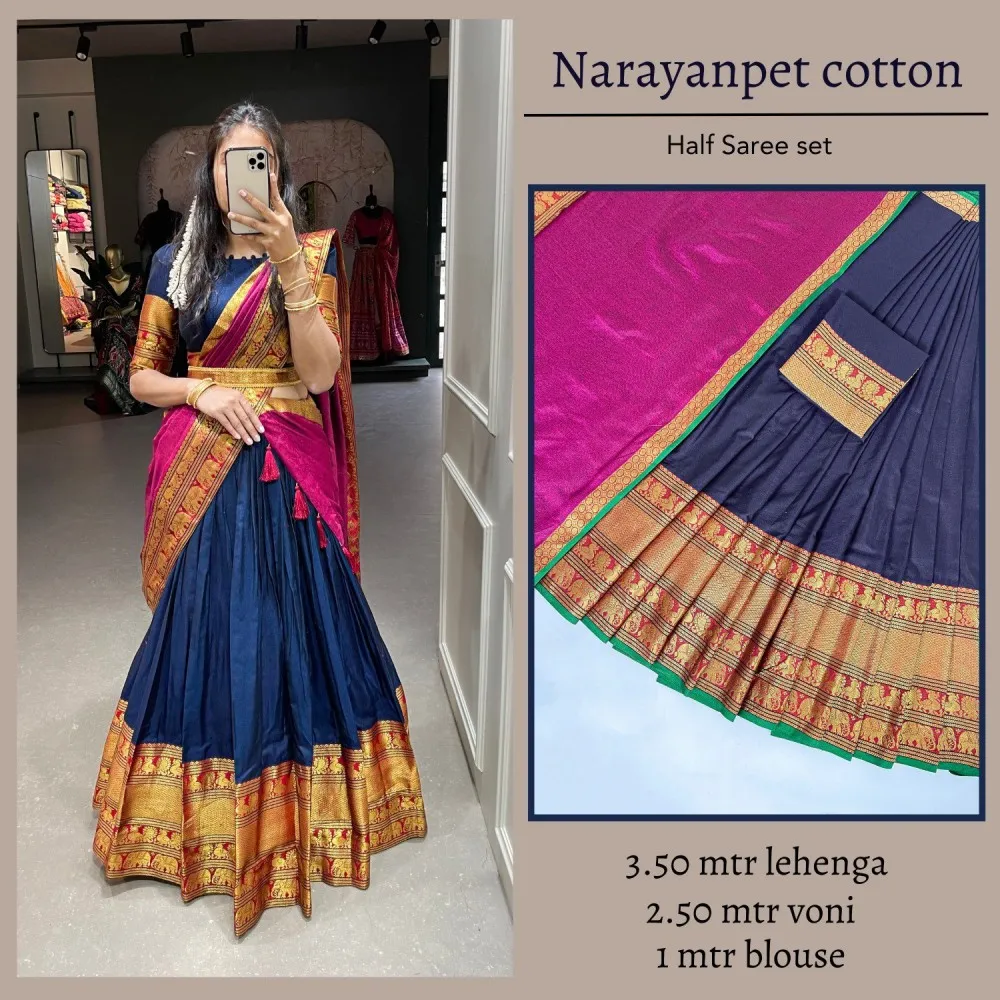 40 Elegant Half Saree Lehenga Designs For The South Indian Brides! | Half saree  lehenga, Half saree designs, South indian bride saree