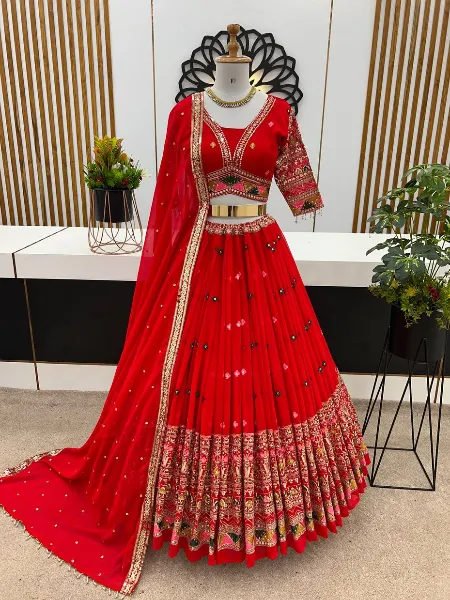 Red Color Bridal Lehenga Choli Ready to Wear Bridal Lehenga in Red With Heavy Work