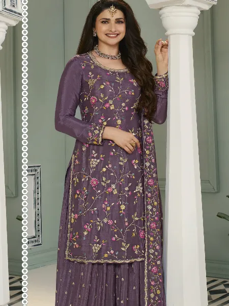 Vinay Fashion Kuleesh Avanti Chinon Embroidery Festive Wear Suits in Purple