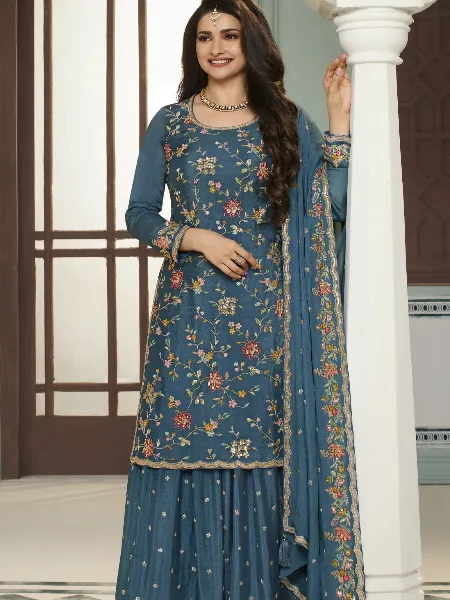 Vinay Fashion Kuleesh Avanti Chinon Embroidery Festive Wear Suits in Blue