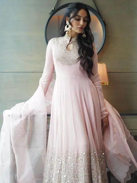 Surabhi Jyoti Gown With Sequence Work and Dupatta in Georgette Bollywood Gown