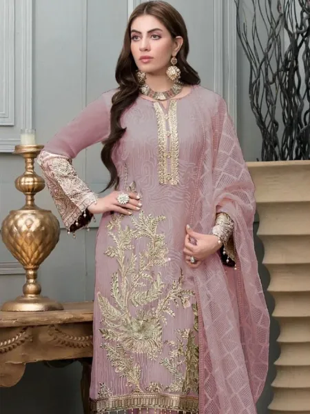 Light Purple Color Pakistani Dress in Georgette With Sequence and Diamond Work