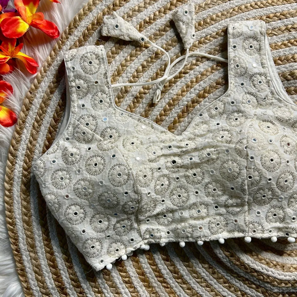 Readymade Blouse for Saree in Georgette With Sequence and Thread