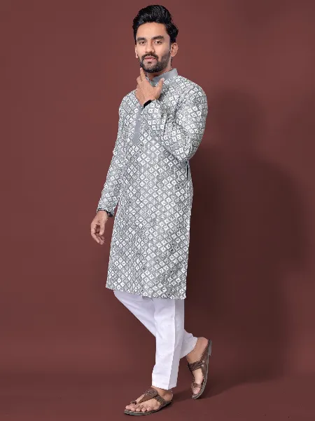 MR 76 Self Sequence Work Kurta Pajama For Man main image 0