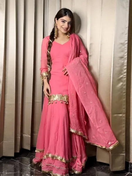 Pastel Pink Punjabi Suit Readymade Cotton Punjabi Suit: Pastel