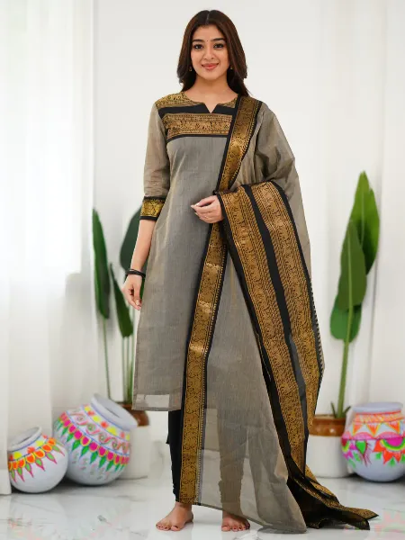 white christmas dresses Preet Cotton Suit Set with Dupatta – Gillori