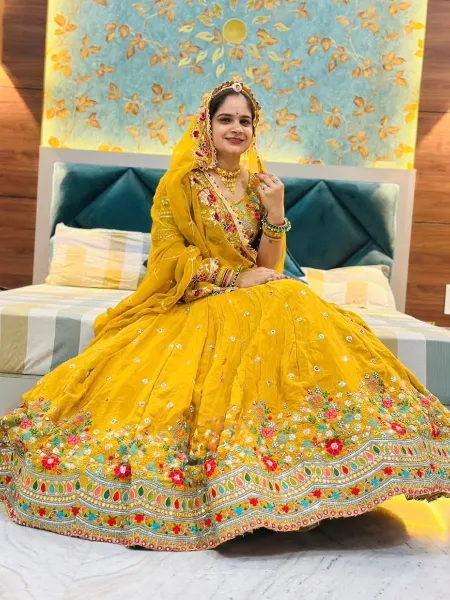 Yellow Lehenga Choli Yellow Pakistani Bridal Dresses Yellow