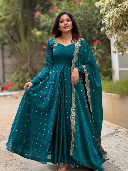 Dupatta Teal Blue Colour Dress Buy Teal Blue Suit Set With Tassel