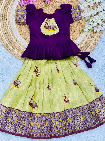 Langa Blouse Designs Multicolor Pattu Pavadai Multicolor Pattu