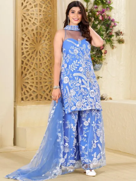 white christmas dresses Net Fabric Gown with Pearl & Embroidery by Shreekama