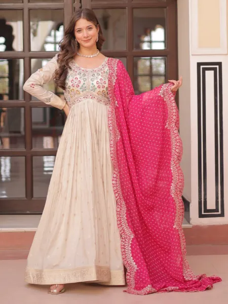 Cream & Light Brown Party Wear Gown - Buy Trending Cream & Light Brown Color  Party Wear Gown at Best Price