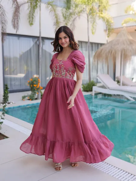 open lace back dress Khalesia Maxi Dress - Coral Pink | Evening Gown main image 1